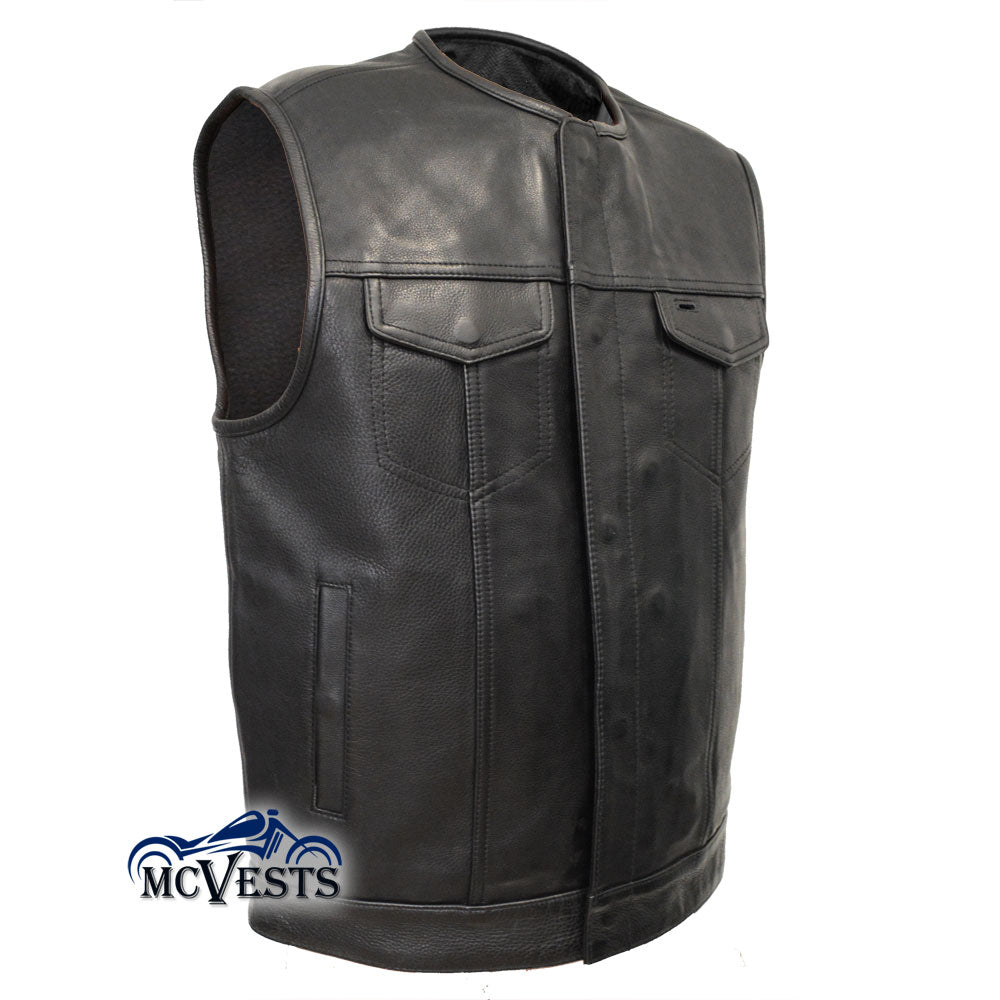 No Collar Concealed Snaps Premium Naked Vest - GUN501