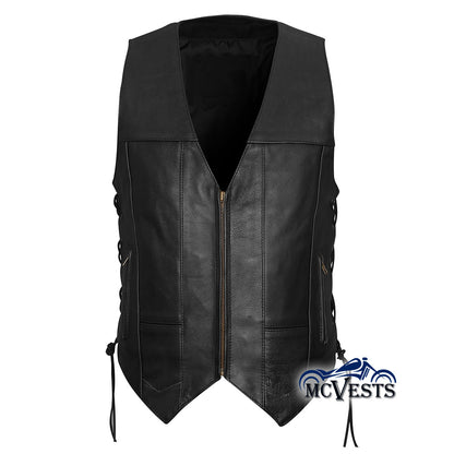 Zipper Front 10 Pocket V-neck Western Vest