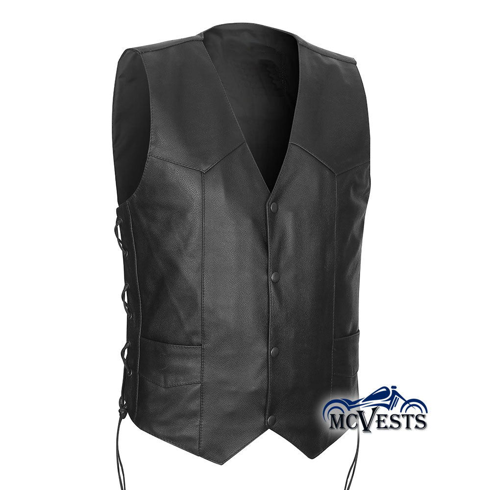 Traditional V-Neck Vest with Side Laces and Concealed Carry Pockets