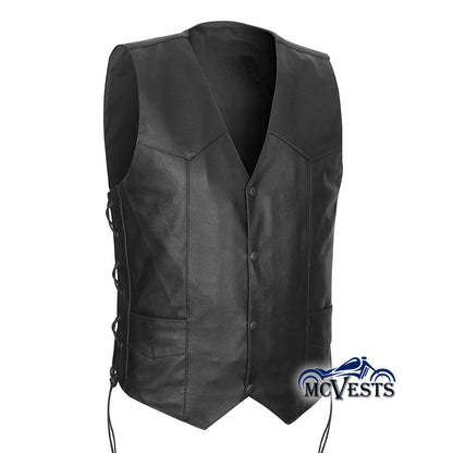 Traditional V-Neck Vest with Side Laces and Concealed Carry Pockets