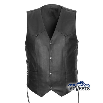 Traditional V-Neck Vest with Side Laces and Concealed Carry Pockets