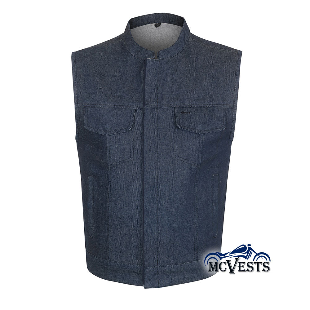 Blue Raw Denim Club Style Vest