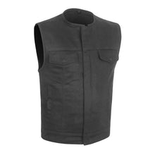 Black Denim Club Style Vest - Rolled Collar