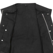 Black Denim Club Style Vest - Rolled Collar