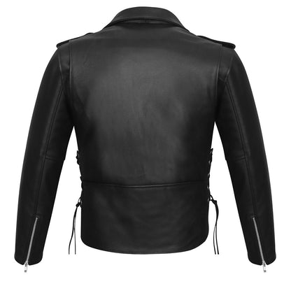 Mens Classic Leather Jacket with Side Laces