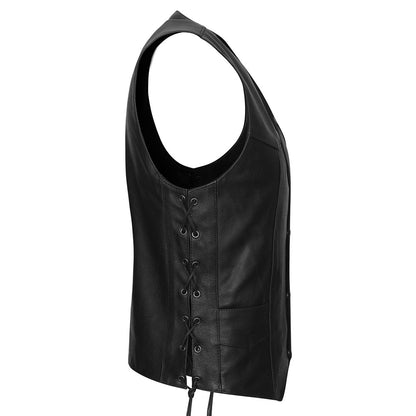 Traditional V-Neck Vest with Side Laces and Concealed Carry Pockets