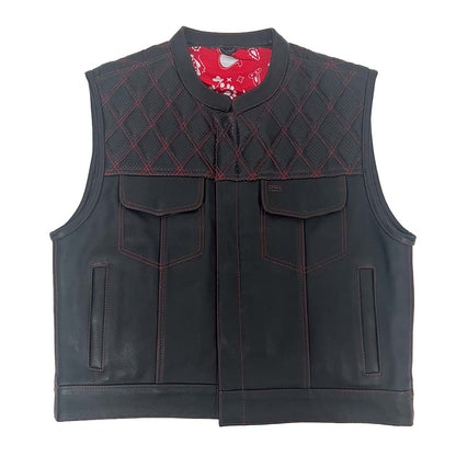 Red Stitched Vest with Perforated Shoulders - Size Large (45)