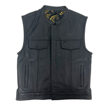 Black and Gold Premium Naked Cowhide Leather Vest - Size Medium (42)