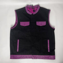 Hybrid Vest Black Denim with Purple Leather Accents - Size 2X (50)