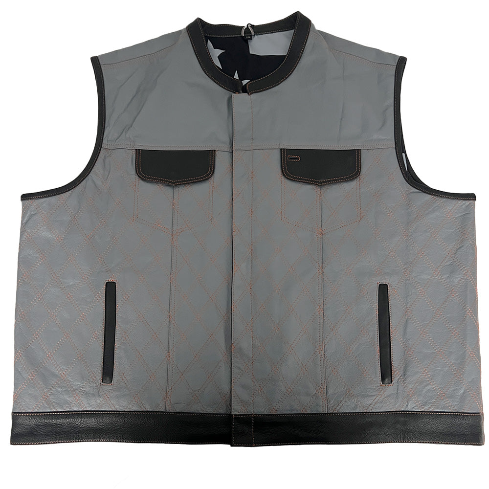 Gray Leather Vest with Black Leather Accents - Size 8X (67)