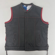 Ladies Premium Plush Leather Vest with American Flag Liner - Size 47