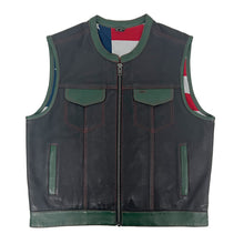 Leather Vest with Green Accents - Size XL (48)