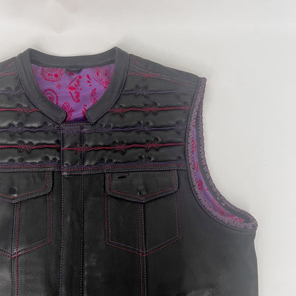 Purple Stitched Premium Vest with Barbed Wire Pattern - SIze 2X (51)