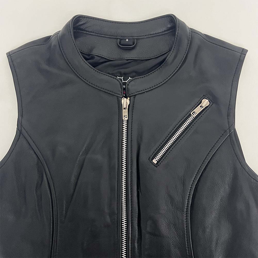 Ladies Zipper Front Leather Vest from FMC - Size 34