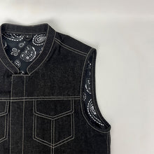 TALL Charcoal Denim Vest with Gray Stitch and Bandana Liner - Size Small (42)