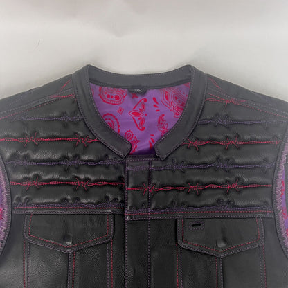 Purple Stitched Premium Vest with Barbed Wire Pattern - SIze 2X (51)