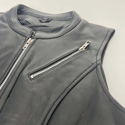 Ladies Zipper Front Leather Vest from FMC - Size 34