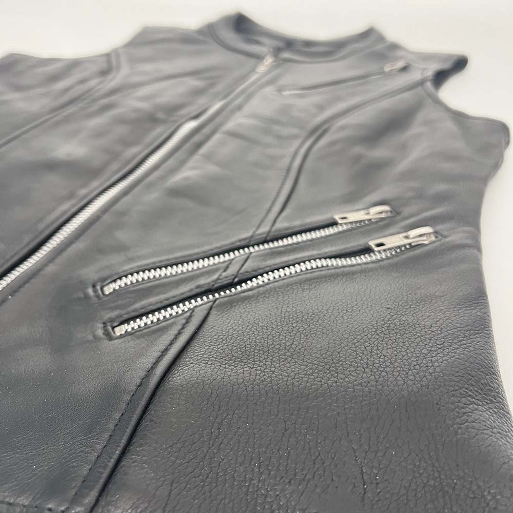 Ladies Zipper Front Leather Vest from FMC - Size 34