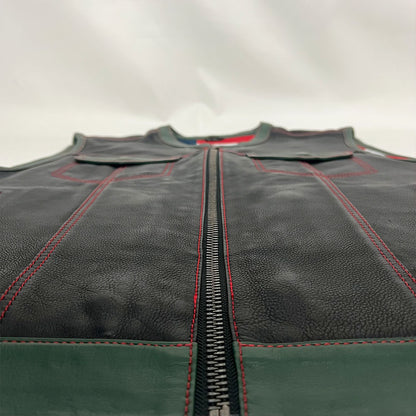 Leather Vest with Green Accents - Size XL (48)