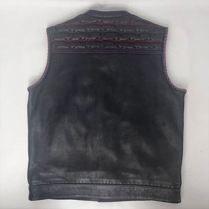 Purple Stitched Premium Vest with Barbed Wire Pattern - SIze 2X (51)