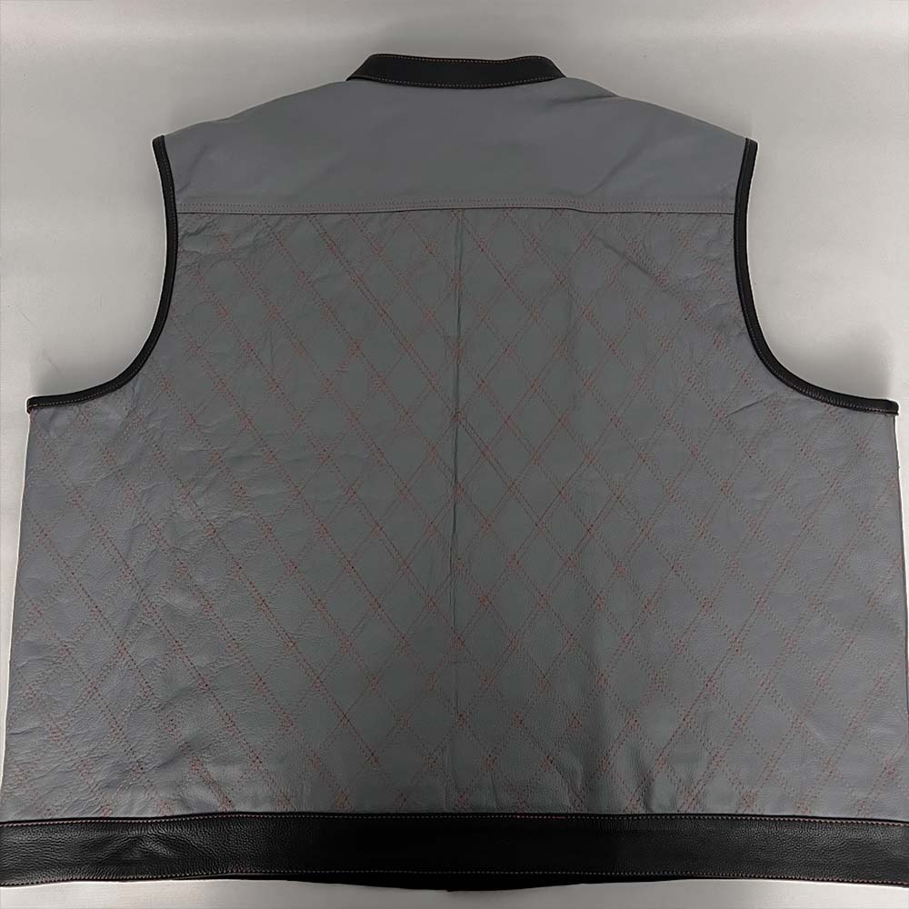 Gray Leather Vest with Black Leather Accents - Size 8X (67)