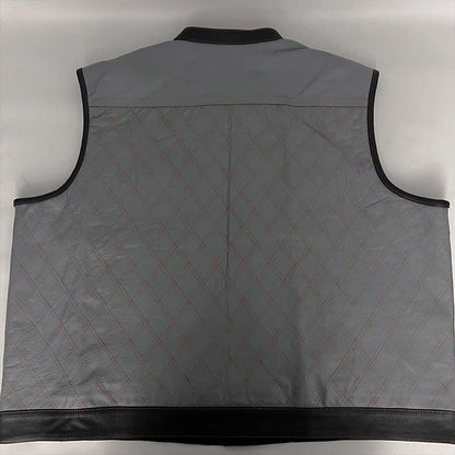 Gray Leather Vest with Black Leather Accents - Size 8X (67)