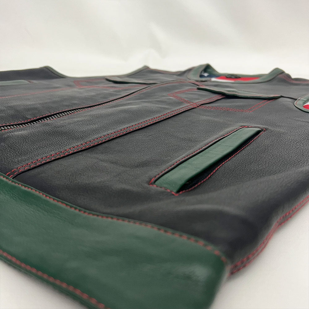 Leather Vest with Green Accents - Size XL (48)