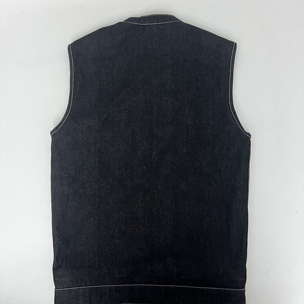 TALL Charcoal Denim Vest with Gray Stitch and Bandana Liner - Size Small (42)