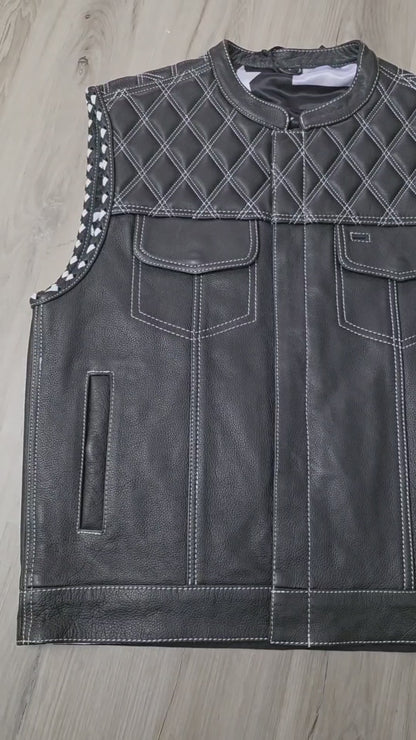 Savage Vest by MCVESTS - Diamond Stitch Vest with USA Flag Liner