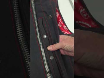 Red and White Lowcut Black Canvas Vest - Size 43 chest with 22 length