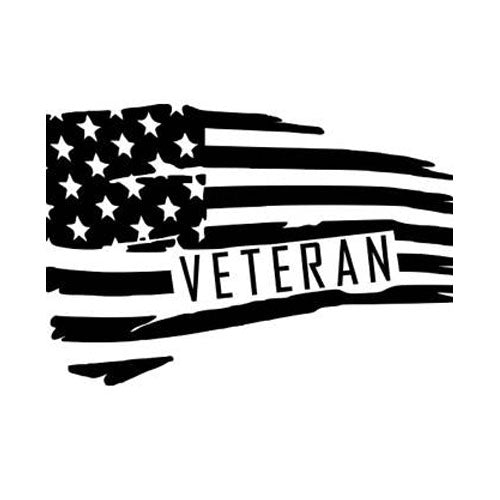 Veteran with Distressed Flag Vinyl Decal (X2)