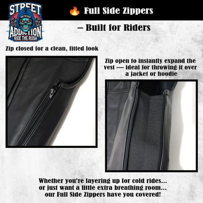 No Mercy Club Vest by Street Addiction™ - Premium Proper Fit Vest with Full Side Zippers