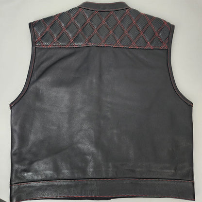 Red Stitched Vest with Perforated Shoulders - Size Large (45)