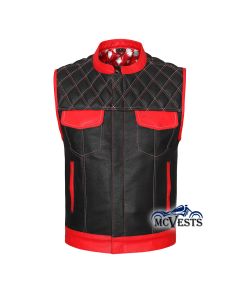 Brutal Motorcycle leather vest with diamond stitch