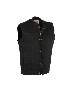 Black Denim Conceal Carry Vest with Scoop Collar