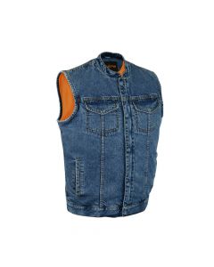 Blue Denim Concealed Carry Vest with Collar