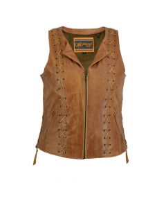 Womens Brown Laced Leather Vest 