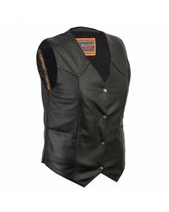 Womens Classic Goatskin Leather Motorcycle Vest with Snap Closure