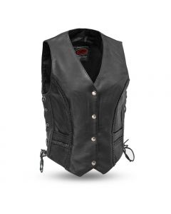 Ladies First Manufacturing Leather Motorcycle Vest - Trinity