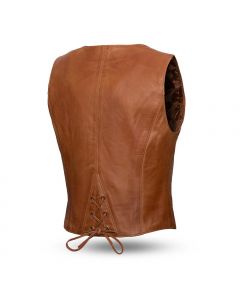 Womens First manufacturing Lambskin Leather Vest - Savannah - Whiskey