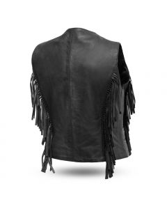 Womens First Manufacturing Fringe Leather Vest - Apache