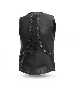 Womens First Manufacturing Leather Vest with Rivet Detailing - Empress