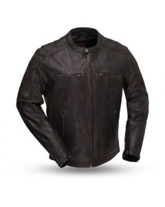 Hipster Distressed Black Leather Jacket by First Manfacturing