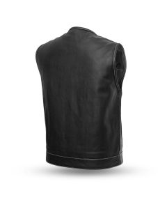 White Stitched Vest with Black & White Bandana Liner - GUN570-BLK