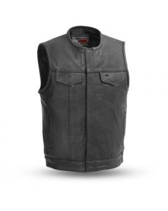 First Manufacturing Naked Cowhide Leather Vest with No Collar - No Rival
