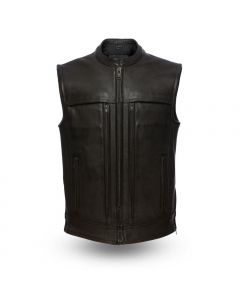 First Manufacturing Platinum Leather Vest with Large Utility Pockets - Rampage