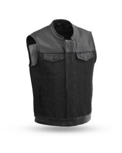 First Manufacturing Denim & Leather Hybrid Vest