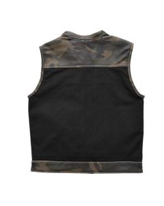 Infantry Vest - Canvas Vest with Woodland Camo Leather Accents