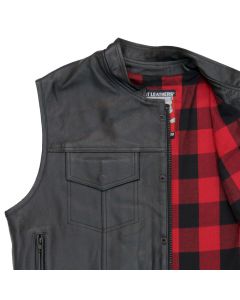 Red Flannel Lined Leather Vest