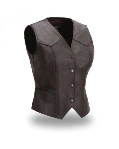 Womens First Manufacturing Leather Motorcycle Vest - Sweet Sienna